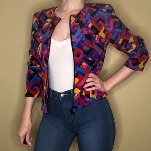 Colorful Vintage Silk Blazer